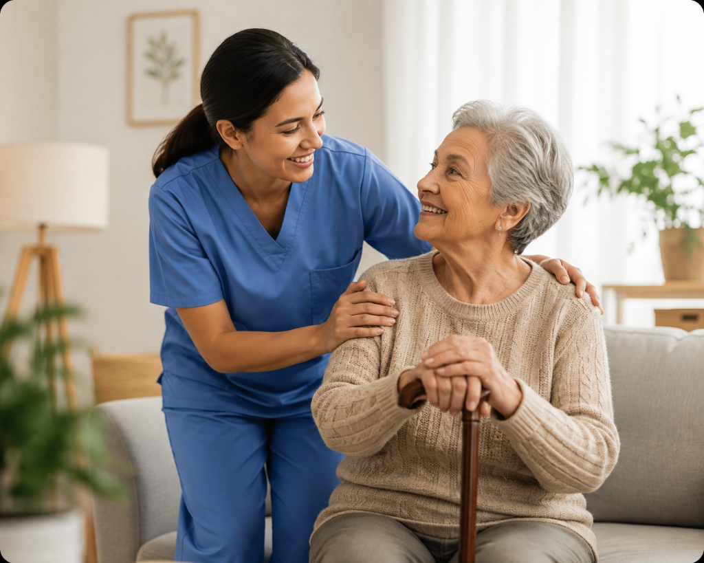 Healthcare professional caring for patient